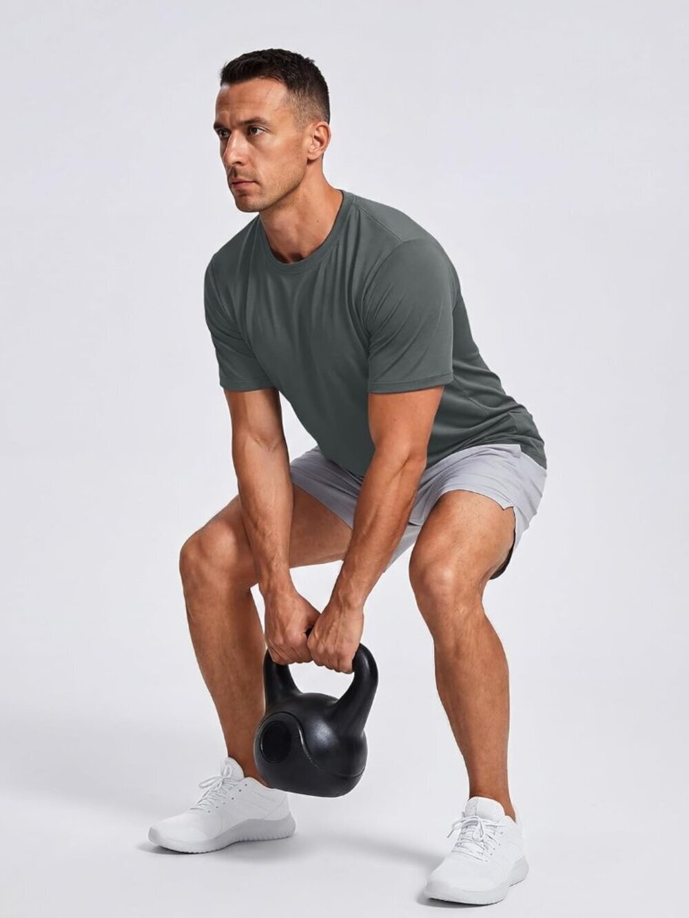 Men’s 08 Dark Grey Quick-Dry Workout T-Shirt – Athletic Running Sun Protection - Picture 6 of 6